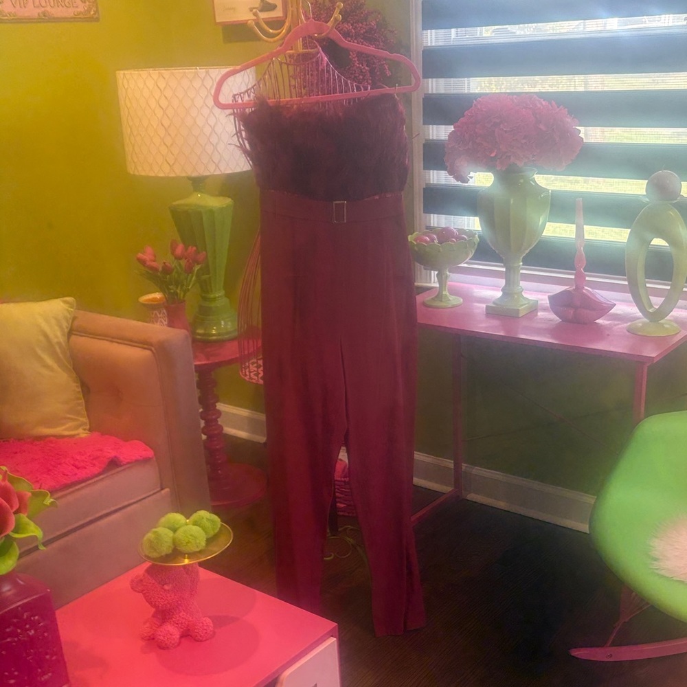 Elegant Burgundy Jumpsuit (size 6 brand new never worn)